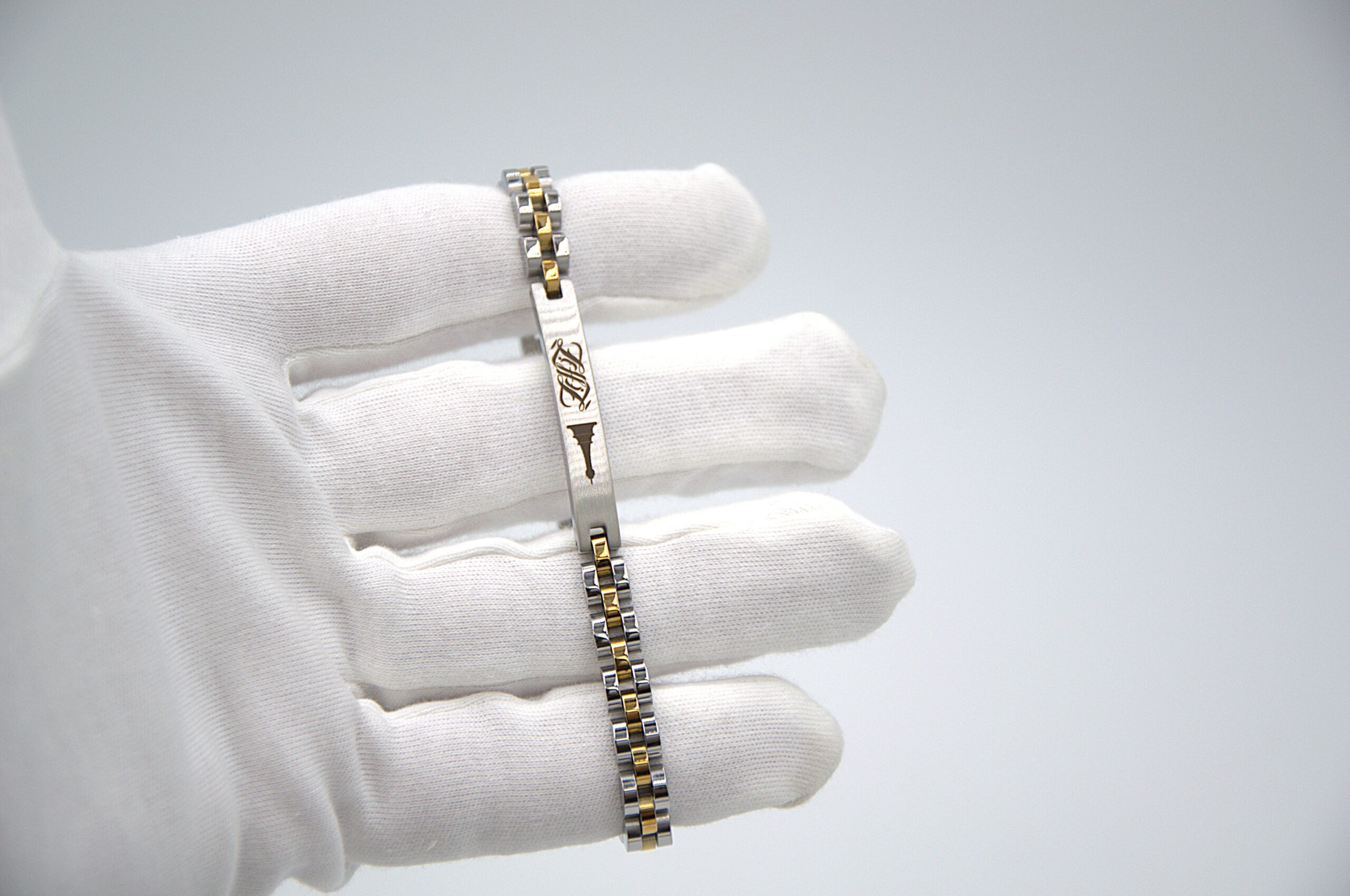 Leffiè bracciale acciao-oro piastra satinata 1